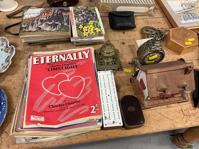 Lot 47 - Sundry items, including pictures, tea cards, brassware, etc