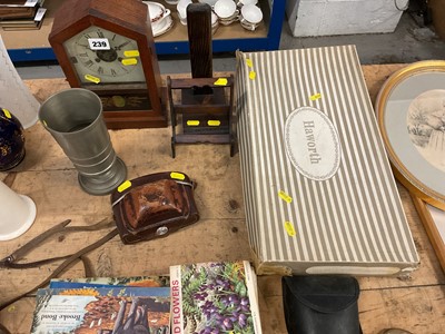 Lot 47 - Sundry items, including pictures, tea cards, brassware, etc