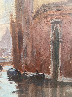 Lot 1145 - *Andrew King (b.1956) oil on board - Morning Sunshine, Venice, signed and dated '86, titled verso, 30cm x 40.5cm, in glazed frame