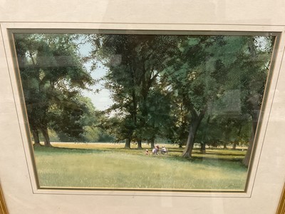 Lot 604 - Michael J Sanders, watercolour - Parkland scene