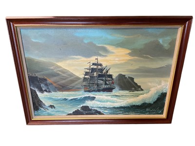 Lot 185 - W H Stockman, oil on canvas galleon and three others