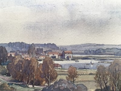 Lot 1249 - Leonard Russell Squirrell (1893-1979) watercolour - Woodbridge from Kyson Hill, signed, titled verso, 26cm x 46cm, in glazed frame