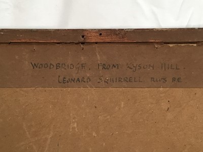 Lot 1249 - Leonard Russell Squirrell (1893-1979) watercolour - Woodbridge from Kyson Hill, signed, titled verso, 26cm x 46cm, in glazed frame