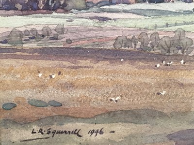 Lot 1249 - Leonard Russell Squirrell (1893-1979) watercolour - Woodbridge from Kyson Hill, signed, titled verso, 26cm x 46cm, in glazed frame