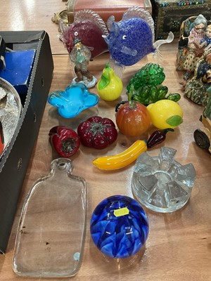 Lot 406 - Collection of 20th century art glass including Murano fruits and fish