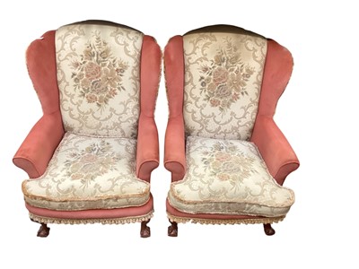 Lot 1411 - Pair of wing back chairs