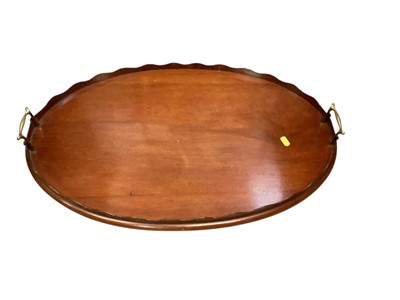 Lot 1208 - Edwardian mahogany gallery tray with brass handles