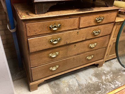 Lot 1254 - Late 18th century oak chest of two short and three long drawers