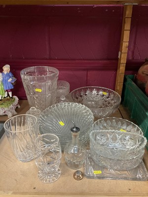 Lot 750 - Scallop shaped frosted glass dishes, silver topped vinaigrette, and further cut and moulded glassware