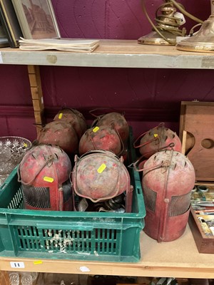 Lot 752 - Collection of eight vintage red painted railway lamps (8)