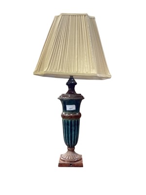 Lot 687 - Classical-style bronzed metal lamp with fluted column, pleated fabric shade