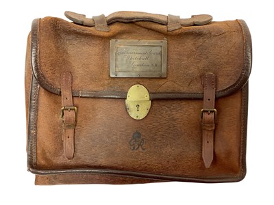 Lot 150 - 1930s King George VI leather satchel "Local Government Board, Whitehall, London SW". .