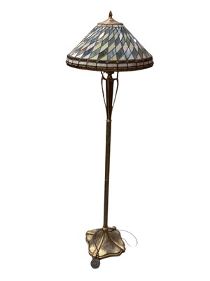 Lot 1200 - Tiffany-style standard lamp with glass shade