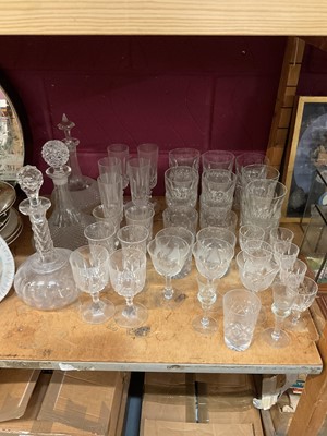 Lot 773 - Good quality suite of cut and moulded drinking glasses, in the Bacarrat style, including tumblers, decanters, champagne flutes (a lot)