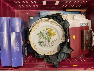 Lot 53 - Two Spode 'Stafford Flowers' plates, Royal Crown Derby flower plate, other boxed plates and sundries