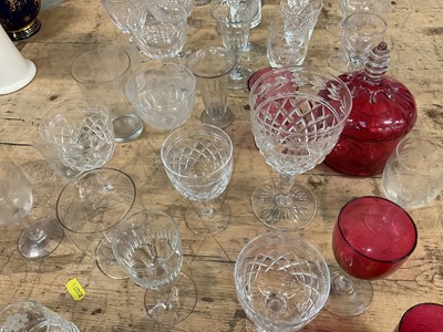 Lot 25 - Group of Victorian and later drinking glasses, and a cranberry bowl and cover