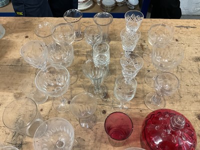 Lot 25 - Group of Victorian and later drinking glasses, and a cranberry bowl and cover