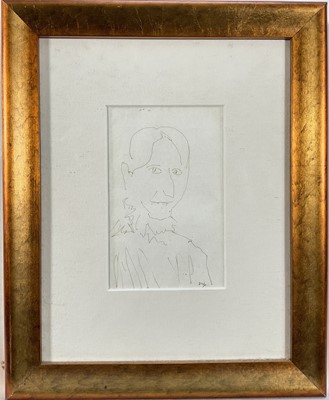Lot 160 - David Wood (1933-1996) ink drawing - Elderly Woman, signed, 16cm x 10cm, glazed frame