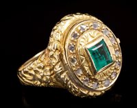 Lot 660 - 19th century-style emerald and diamond 'poison'...