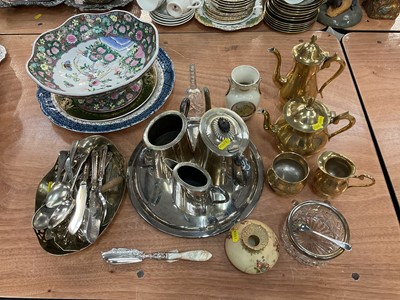 Lot 466 - Group of assorted metalwares together with ceramics, pictures, mirrors