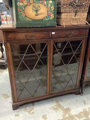 Lot 1238 - Good quality Georgian-style mahogany bookcase with two upper drawers, two astragal glazed doors on bracket feet 121cm wide, 125cm high, 35cm deep