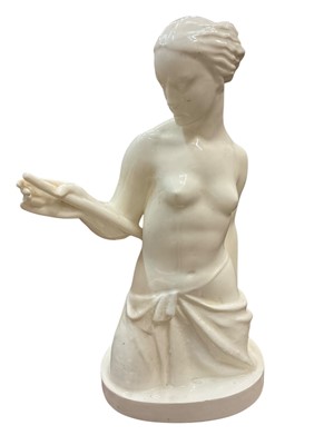 Lot 133 - Continental white glazed art deco figure, marked to base RAKO, 39cm high