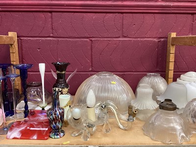 Lot 661 - Vintage light fittings & shades, plus other glass ware