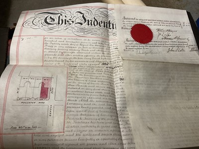 Lot 254 - Victorian indentures, local street maps and old newspapers