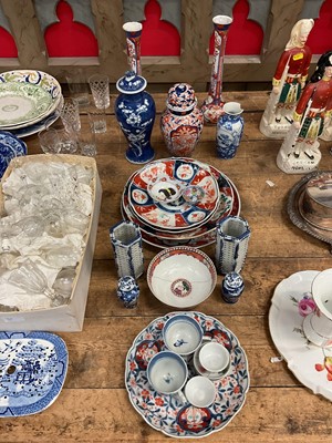 Lot 31 - Group of Oriental china, including 18th century Chinese famille rose bowl, blue and white prunus vase, etc