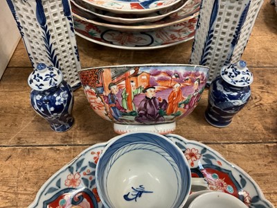 Lot 31 - Group of Oriental china, including 18th century Chinese famille rose bowl, blue and white prunus vase, etc