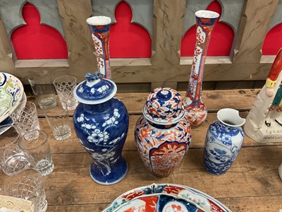Lot 31 - Group of Oriental china, including 18th century Chinese famille rose bowl, blue and white prunus vase, etc