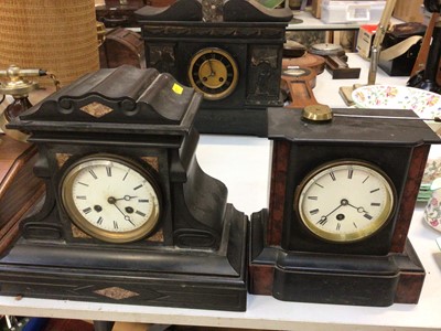 Lot 335 - Three black slate mantle clocks