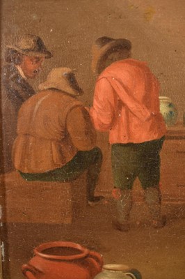 Lot 1306 - Dutch School, 18th century, oil on panel - Interior of a Tavern scene, in 28cm x 39cm, in ebonised frame
