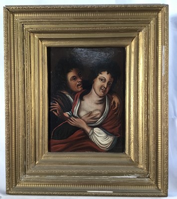 Lot 57 - Italian School oil on panel, probably 19th century, 37cm x 30cm, in gilt frame