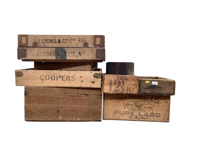 Lot 1247 - Collection vintage wooden commercial boxes some with stencilled labels (9)