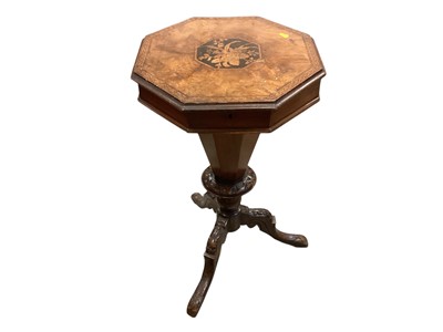 Lot 1297 - Victorian walnut trumpet shape needlework table