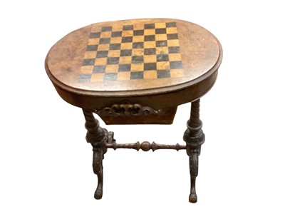 Lot 1295 - Victorian needlework table with chessboard top