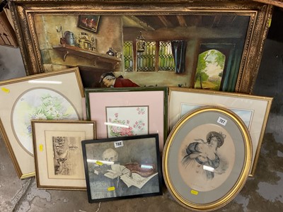Lot 49 - Group of pictures, including antique oils and watercolours