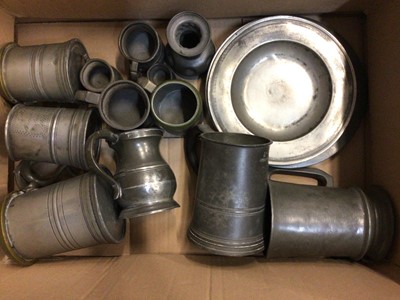 Lot 674 - Mixed lot of brass ware, copper & pewter, brass planters, buckets and copper warming pans