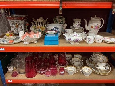 Lot 677 - Coalport Lady Anne ceramics, cranberry glass and other glassware.