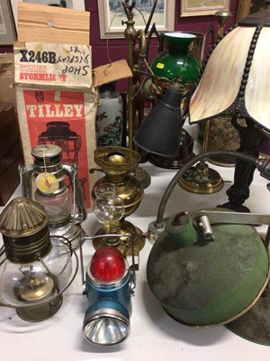 Lot 313 - Group of vintage and later lamps and lanterns