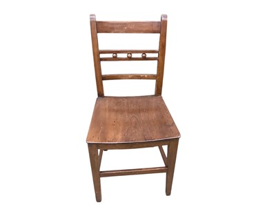 Lot 1265 - Edwardian inlaid mahogany two tier table with single drawer, 32cm wide, together with an antique chair