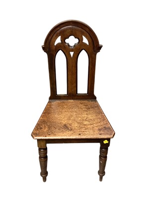 Lot 1266 - Victorian mahogany Gothic hall chair