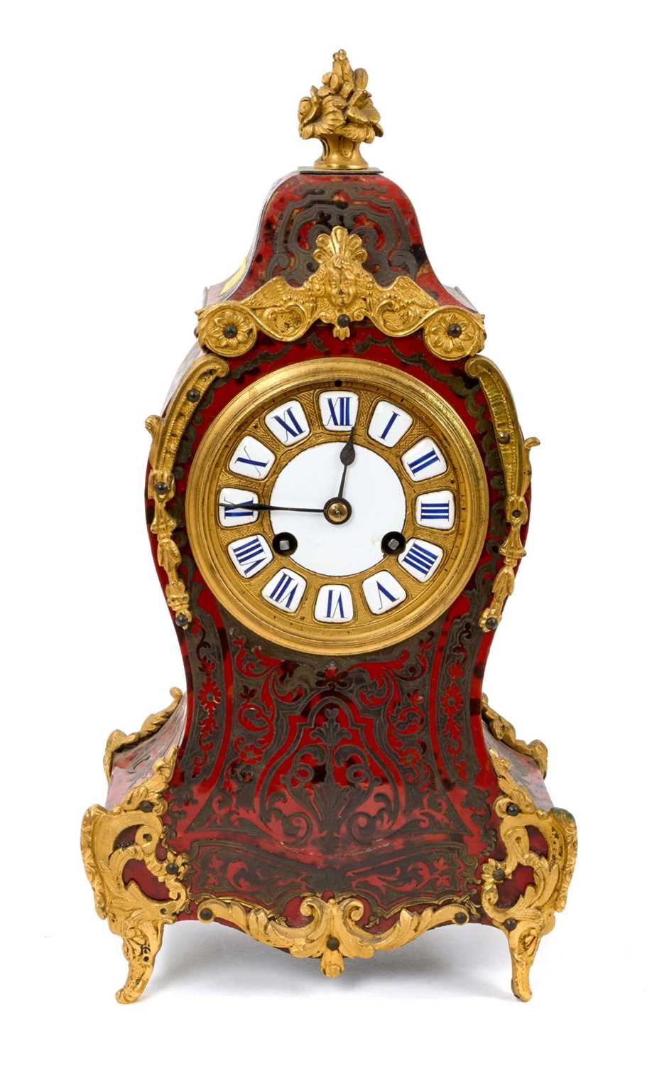 Lot 727 - Late 19th century French Boulle work mantel clock
