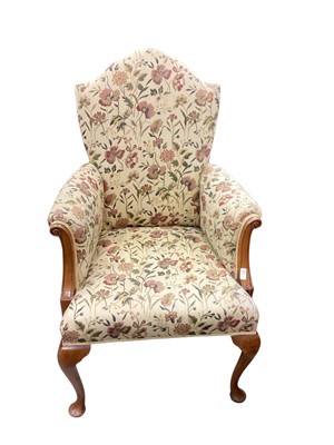 Lot 1274 - Good quality armchair with floral upholstery on cabriole front legs