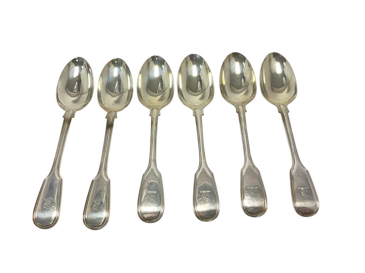 Lot 379 - Matched set of six early Victorian fiddle