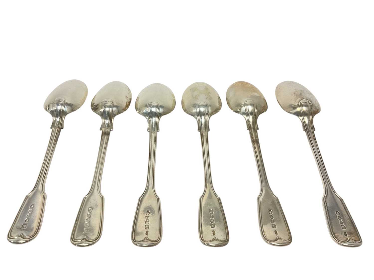 Lot 379 - Matched set of six early Victorian fiddle