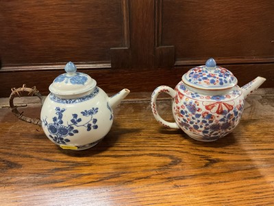 Lot 99 - Two 18th century Chinese porcelain teapots