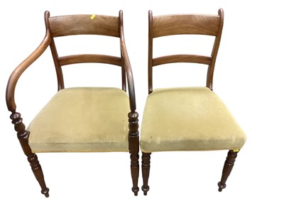 Lot 1279 - Set of five 19th century mahogany bar back dining chairs comprising four standards and one carver