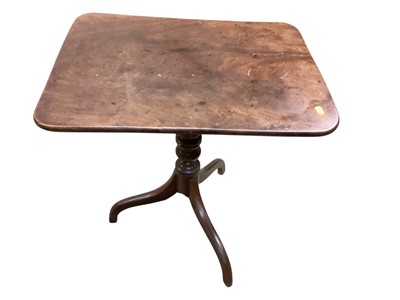 Lot 1280 - Georgian mahogany tilt top wine table with rectangular top on turned column and three splayed legs